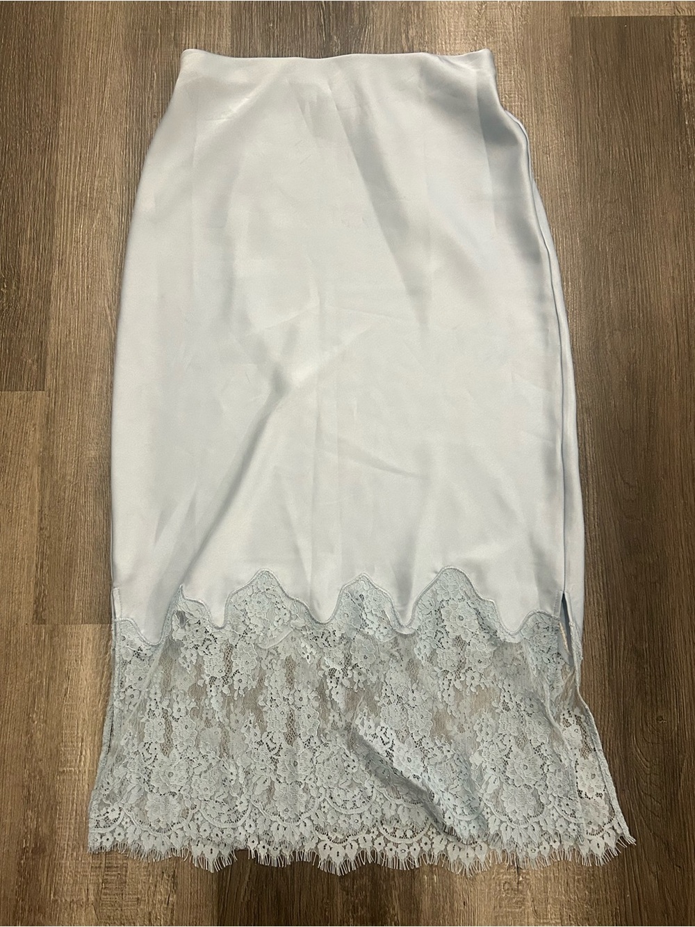 rachel zoe lace trim midi satin silk skirt